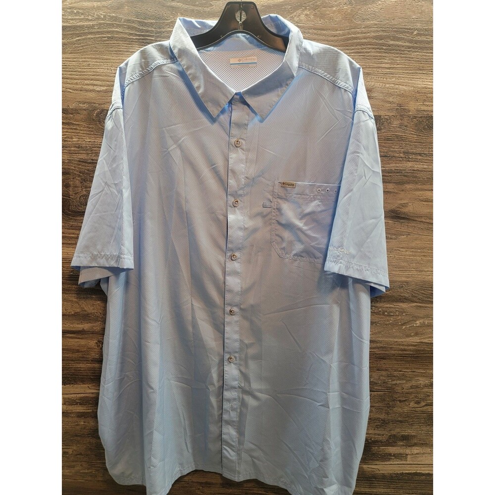 Columbia PFG Shirt Mens 3XL Blue Fishing Short Sleeve Outdoor Lightweight